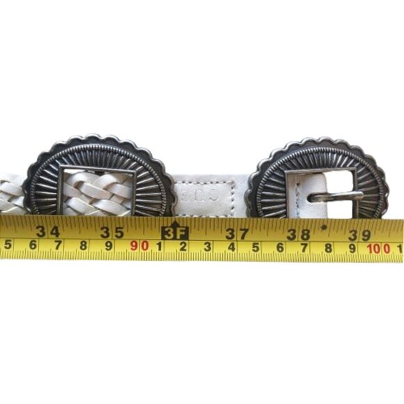 Guess made in Italy woven Boho silver color metal concho leather belt - Picture 12 of 12